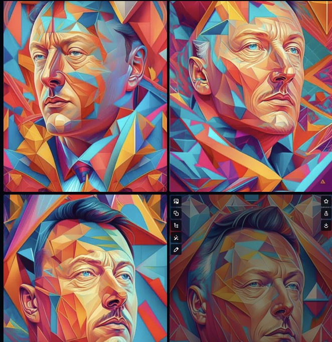 Elon Musk in geometric shapes by Dreamlike.art