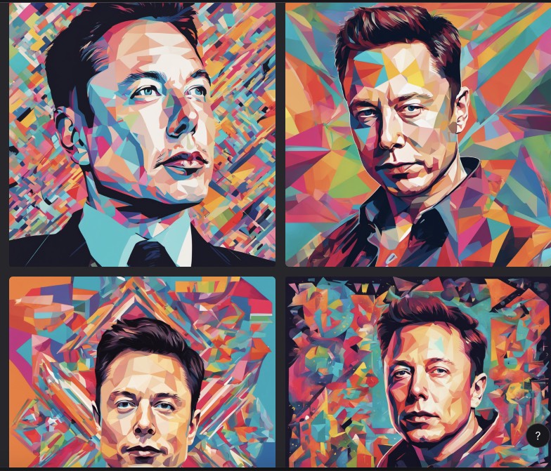 Elon Musk in geometric shapes by Dreamstudio.ai