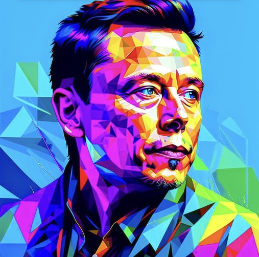 Elon Musk in geometric shapes by Fusionbrain