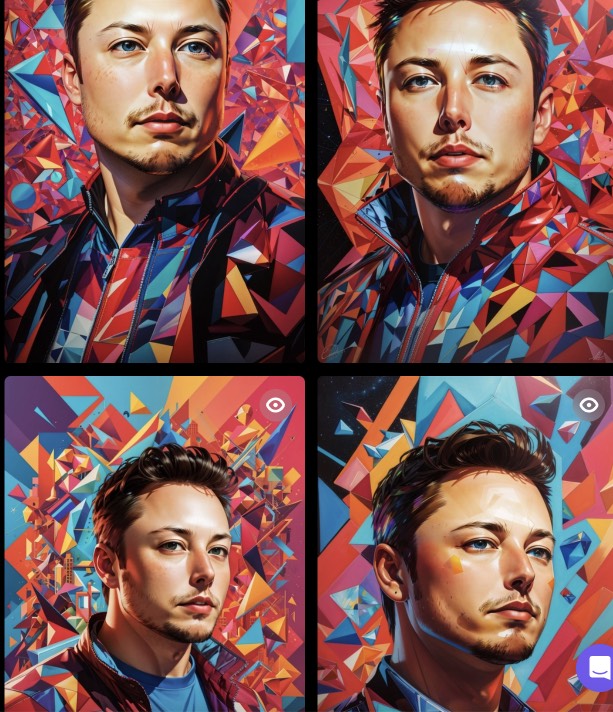 Elon Musk in geometric shapes by Leonardo.ai