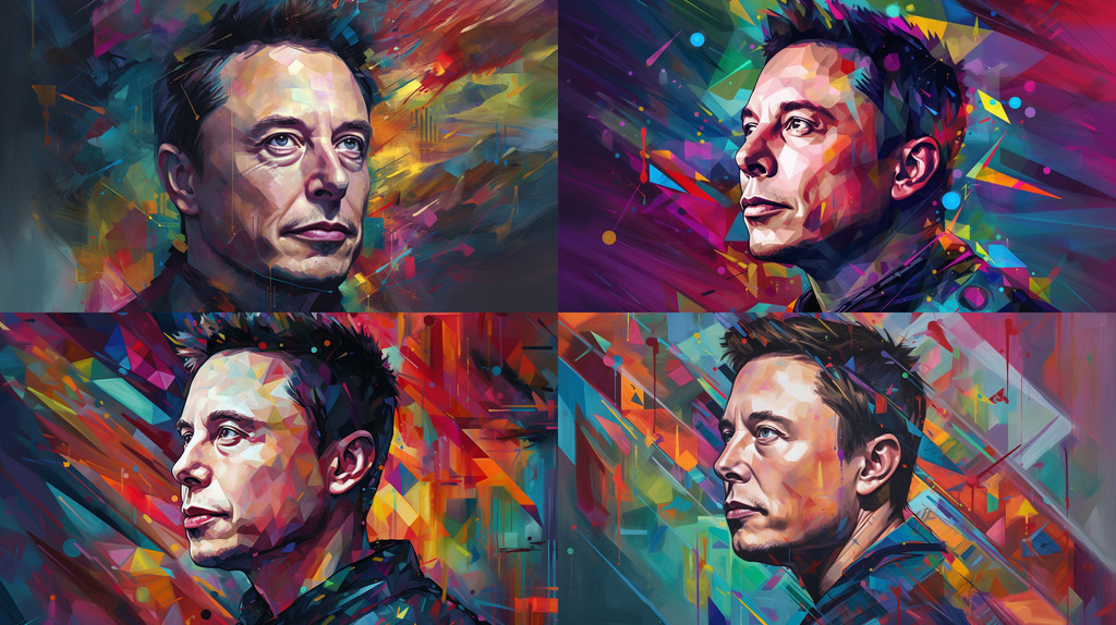 Elon Musk in geometric shapes by Midjourney