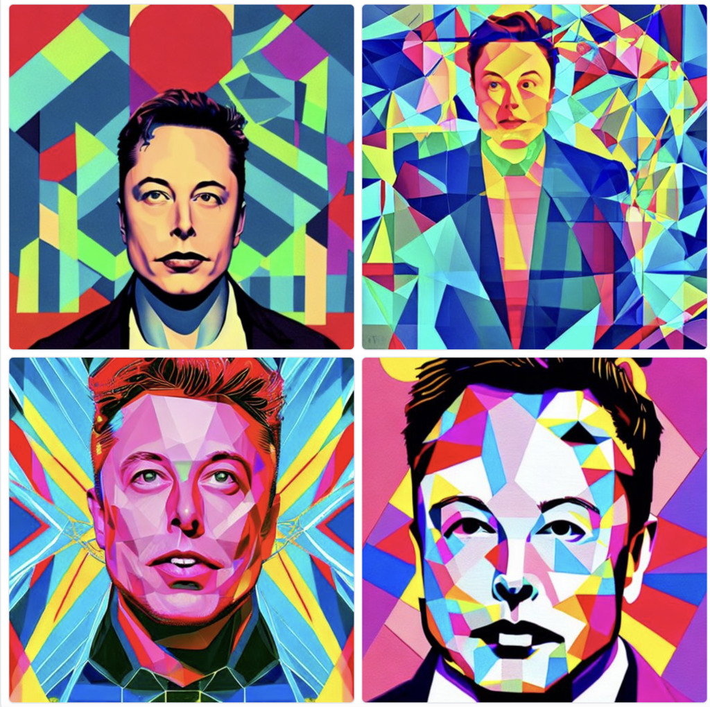 Elon Musk in geometric shapes by StableDiffusion