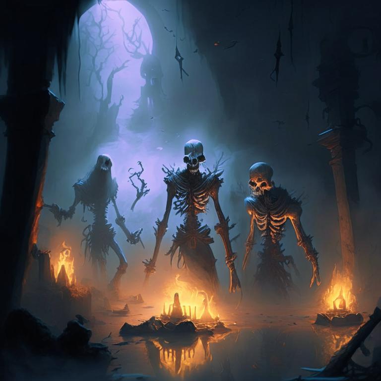 Necromancers and skeletons by Russian DALL-E